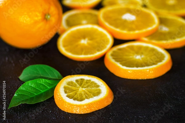 Fototapeta slices of orange close-up. background with oranges.