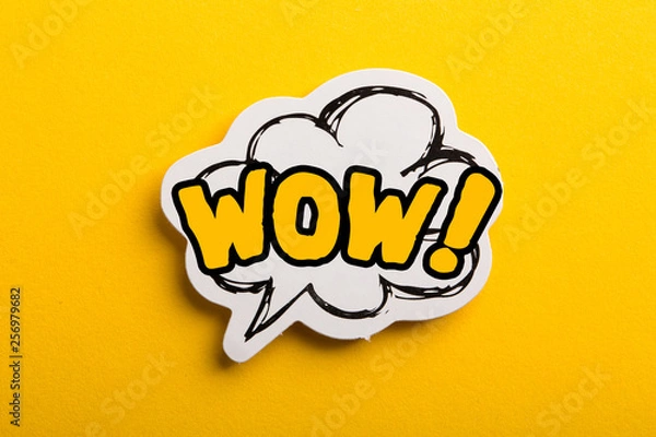 Obraz WOW Speech Bubble Isolated On Yellow Background
