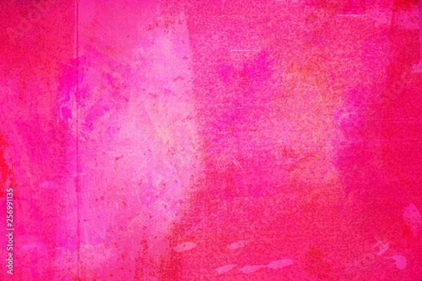 Fototapeta The abstract bright pink surface has a brush painted on the background for graphic design.   