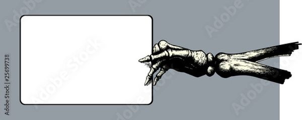 Obraz Skeleton hand holding a sign.