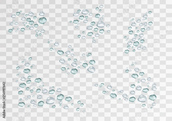 Fototapeta vector bubbles, water drops in realistic volumetric style. sets of blue and gray water drops, a symbol of freshness and purity. isolated illustration-vector graphics.