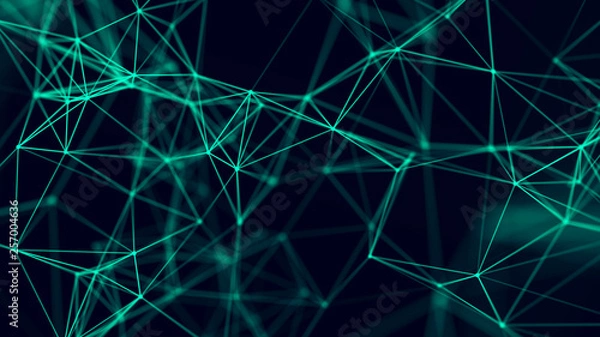 Obraz Big data visualization. Abstract background with connecting dots and lines. 3D rendering. High resolution.