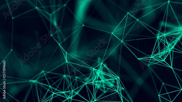 Obraz Big data visualization. Abstract background with connecting dots and lines. 3D rendering. High resolution.