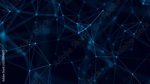 Obraz Big data visualization. Abstract background with connecting dots and lines. 3D rendering. High resolution.