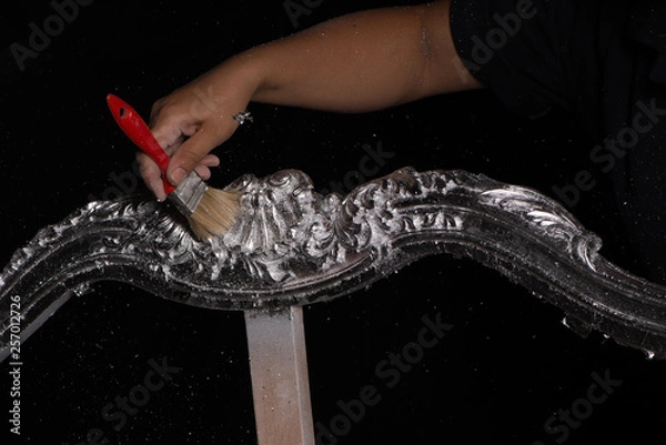 Obraz silver foil leaf  furniture application