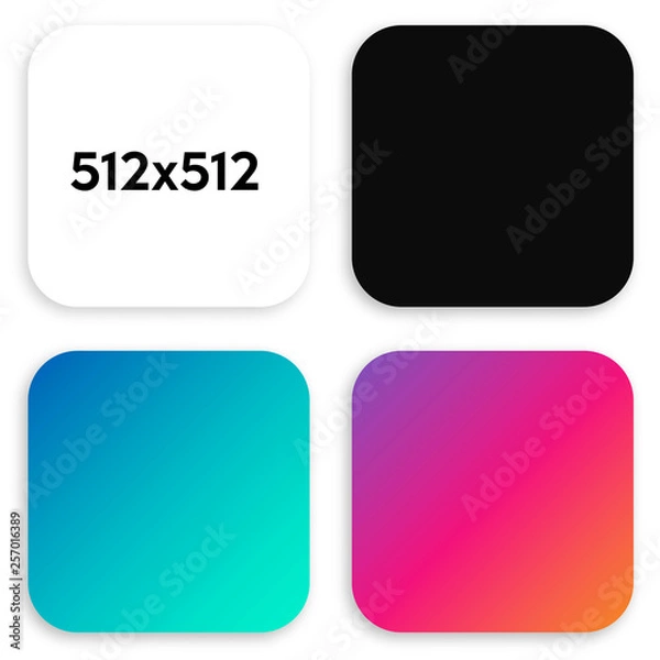 Fototapeta Modern frame buttons for mobile applications and games in the size of 512x512 pixels with rounded corners on white background. Vector illustration.