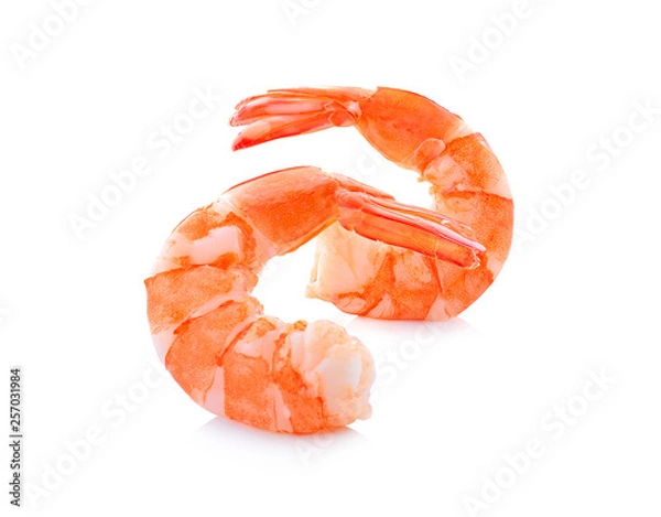 Obraz Cooked shrimps isolated on white background