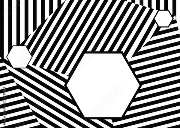 Fototapeta Seamless pattern with black white striped lines.