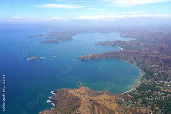 Fototapeta Aerial view of the Playas del Coco beach in the Golfo del Papagayo near Liberia, Guanacaste, Costa Rica