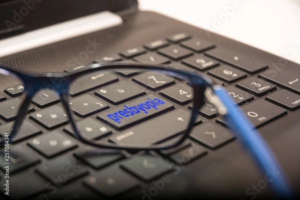 Fototapeta PC key with the written Presbyopia seen through the glasses