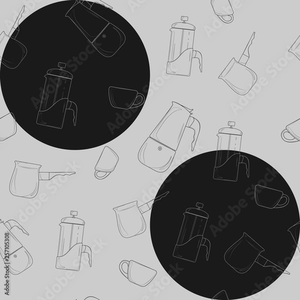 Fototapeta Coffee time seamless pattern, great design for any purposes. Seamless vector background
