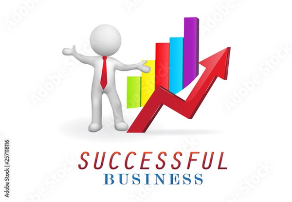 Fototapeta Business graph statistics growth sales icon logo 3D vector image