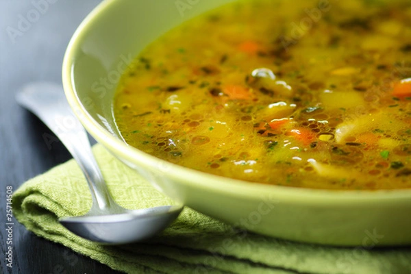 Fototapeta Minestrone,italian vegetable soup,shallow focus