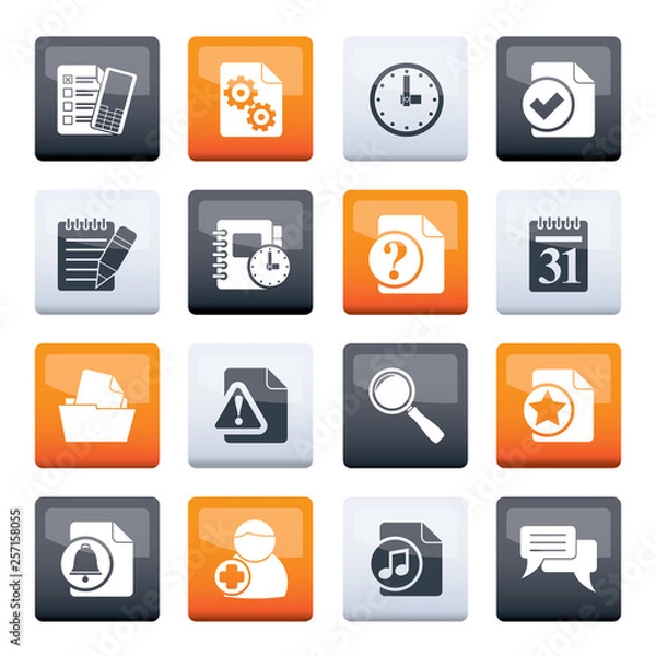 Obraz Organizer, communication and connection icons over color background - vector icon set
