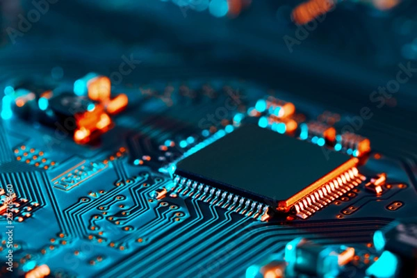 Obraz Electronic circuit board close up.