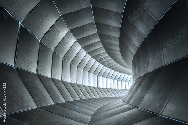 Fototapeta 3d rendering, dark science-fiction tunnel, dark background