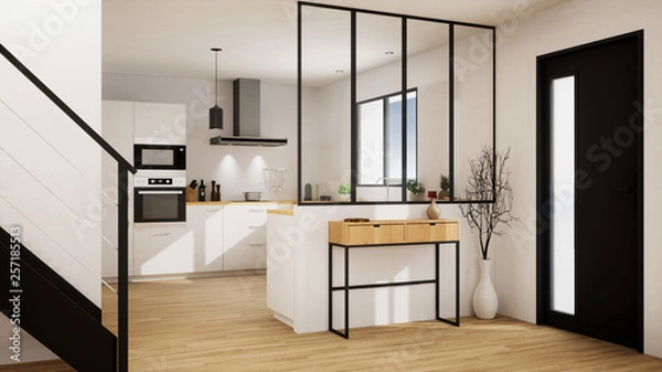Fototapeta vue 3d cuisine avec verrière  20-06