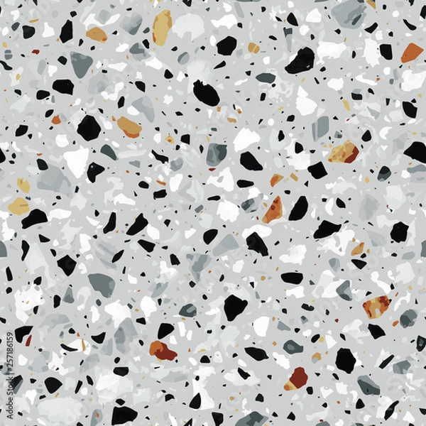 Fototapeta Terrazzo flooring vector seamless pattern in gray colors