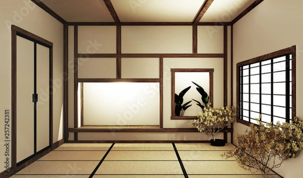 Fototapeta Mock up interior zen style. 3d rendering