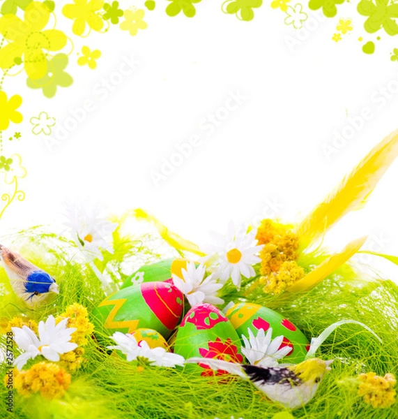 Obraz picture of decorative eggs in the nest