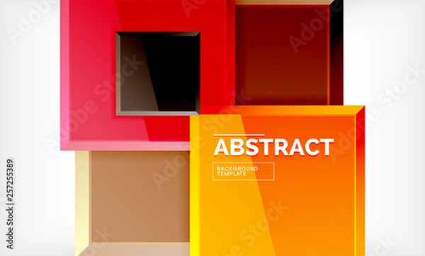 Fototapeta Square abstract background, glossy geometric design