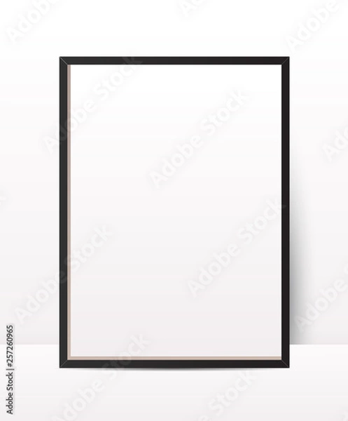 Fototapeta Realistic Photo Frame on wall background. Perfect for presentations, collages, paintings. Vector illustration.