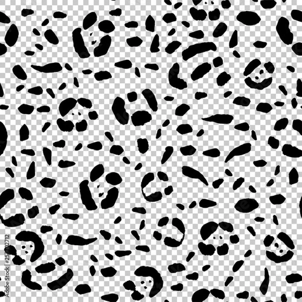 Fototapeta Seamless Animal print, black spots of a jaguar. Transparent background. Stock vector illustration.