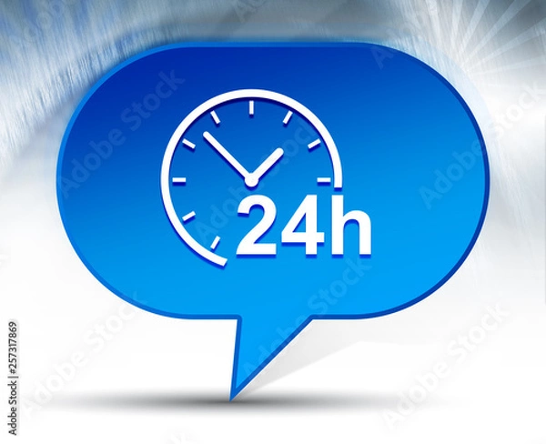 Fototapeta 24 hours clock icon blue bubble background