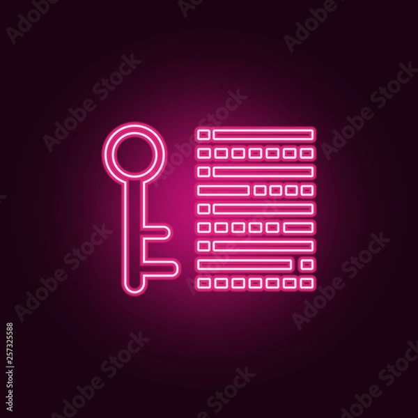 Obraz digital key icon. Elements of cyber security in neon style icons. Simple icon for websites, web design, mobile app, info graphics