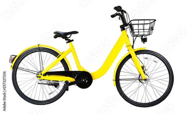 Fototapeta Yellow lady style bicycle isolated on a white background.With clipping path..