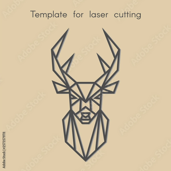 Fototapeta Szablon zwierzęcia do cięcia laserowego. Streszczenie geometryczne jelenie do cięcia. Szablon do panelu dekoracyjnego z drewna, metalu, papieru. Ilustracji wektorowych.