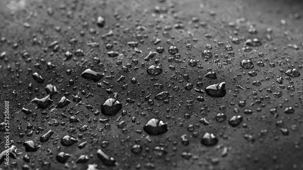 Obraz Rain Water droplets on black waterproof fabric