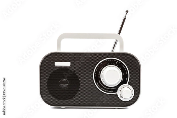 Fototapeta Stylish compact radio receiver isolated on white background