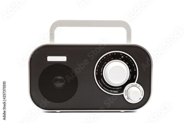 Fototapeta Stylish compact radio receiver isolated on white background