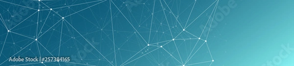 Fototapeta Science and technology connected, connected triangles shapes lines geometric wide banner vector pattern
