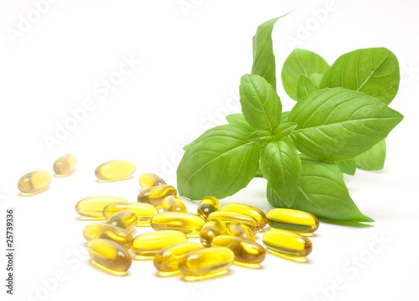 Obraz Healphy life concept - mint leaves and pills