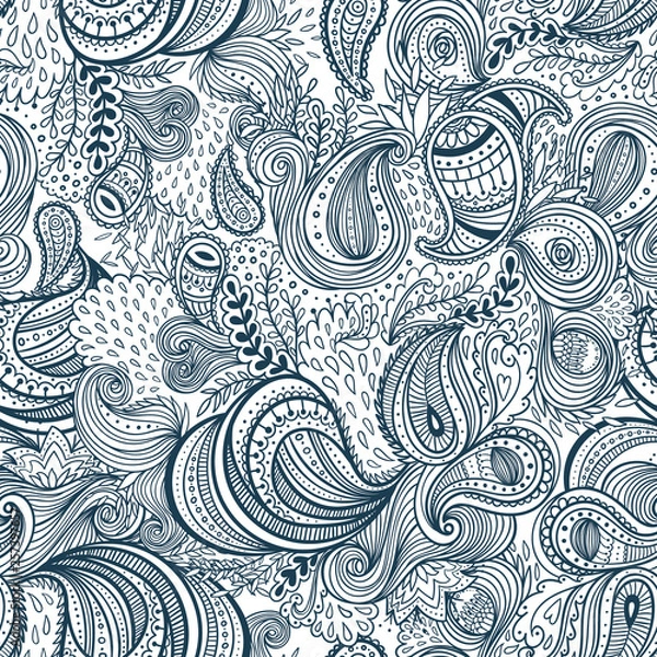 Obraz Colorful background with ornate repeating paisley pattern. Beautiful ornate floral seamless pattern vector template.