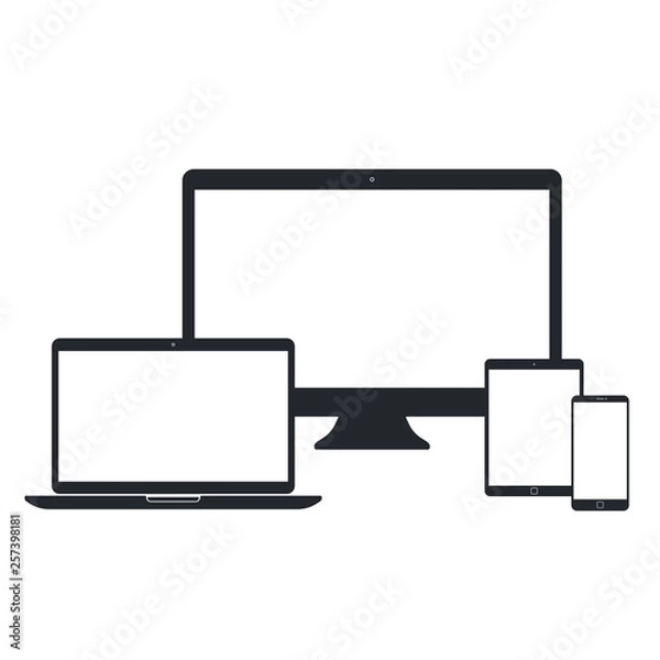 Fototapeta Simple desktop pc, laptop, tablet pc and smart phone set