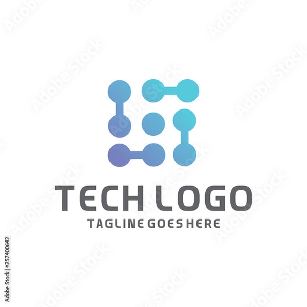 Fototapeta Modern Logo Technology for Business, Creative Technology Symbols for Companies, Logotypes of Digital Concepts and Circles, Connections and Networks Icons, Energy and Molecule Vector, Tech Logo Design.