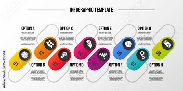 Fototapeta Colorful infograph with business symbols. Vector