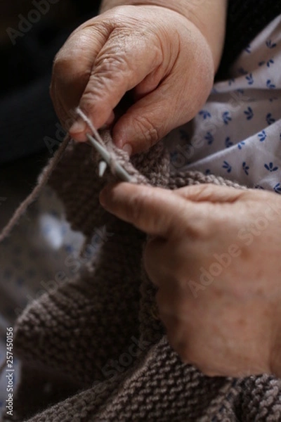 Obraz hand with knitting needles