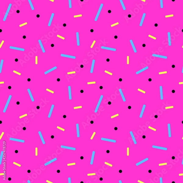 Fototapeta cheerful confetti on a pink background, seamless pattern