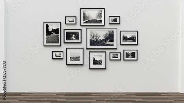 Obraz picture in photo frame on wall.Concept country road (3d rendering)