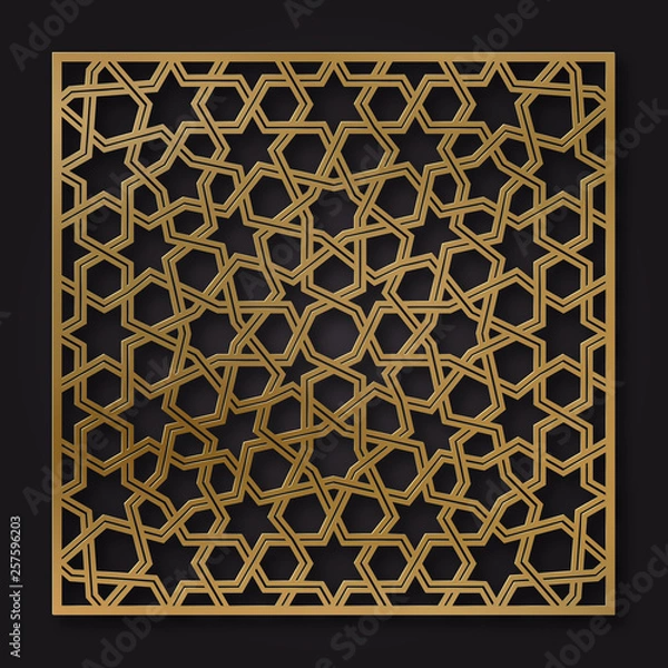 Obraz Laser cutting template. Oriental geometric pattern.