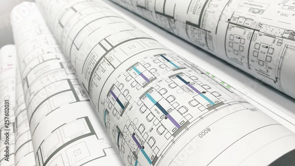 Obraz plot plan drawing roll paper