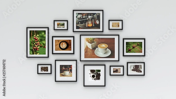 Obraz Photo frame on wall - coffee picture(3d rendering)