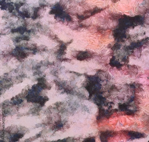 Fototapeta Macro detailed splashes and strokes of oil brush on paper. Simple colorful bright pattern. Old vintage rough texture. HQ design pattern. Shape close up painting.