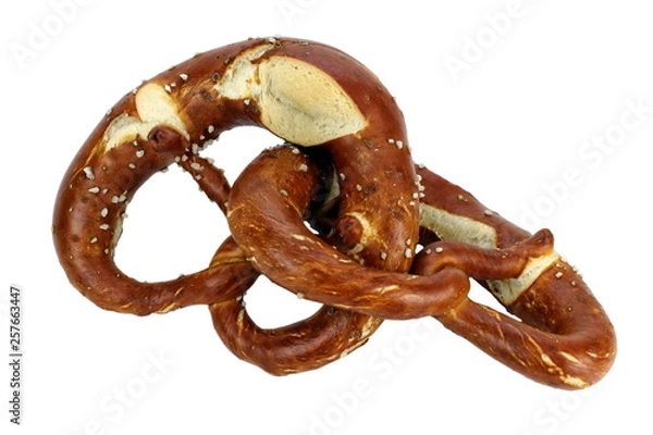 Obraz two pretzel connected with white background