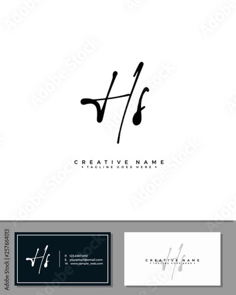 Fototapeta H S HS initial handwriting logo template vector.  signature logo concept