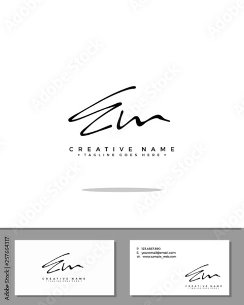 Obraz E M EM initial handwriting logo template vector.  signature logo concept